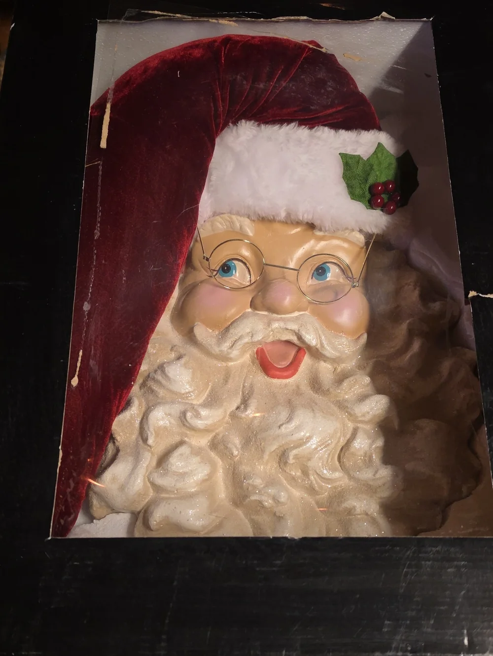 Hobby Lobby Velvet Red Santa Head Wall Décor with Holly